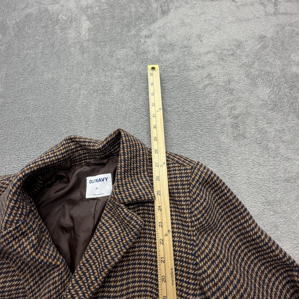 Old Navy Blazer Womens Medium Brown Houndstooth Lined Suit Jacket Career Office - Picture 5 of 8